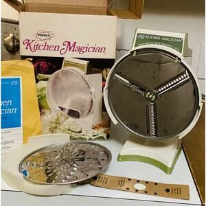 Popeil's Kitchen Magician Vintage Food Slicer Shredder Complete In Box 1970's